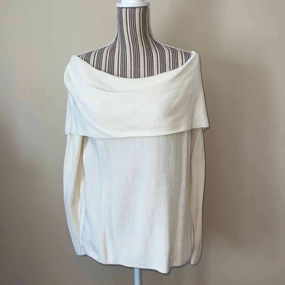 Large Teeberry and Weave Off Shoulder Ivory Sweater